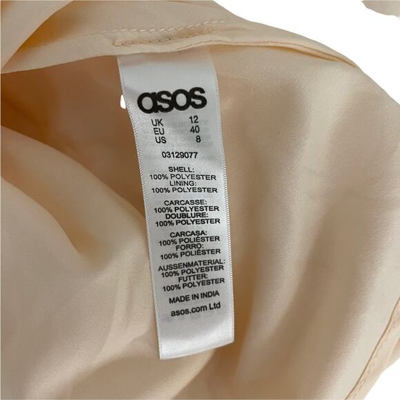 ASOS Sheer & Solid Skater Dress Bridal Wedding Cocktail Cream Feminine Mesh SZ 8 - Picture 9 of 13